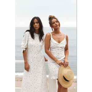 Charlie Holiday Jaime Golden State Midi Dress In Spring Flowers Size 8 $170